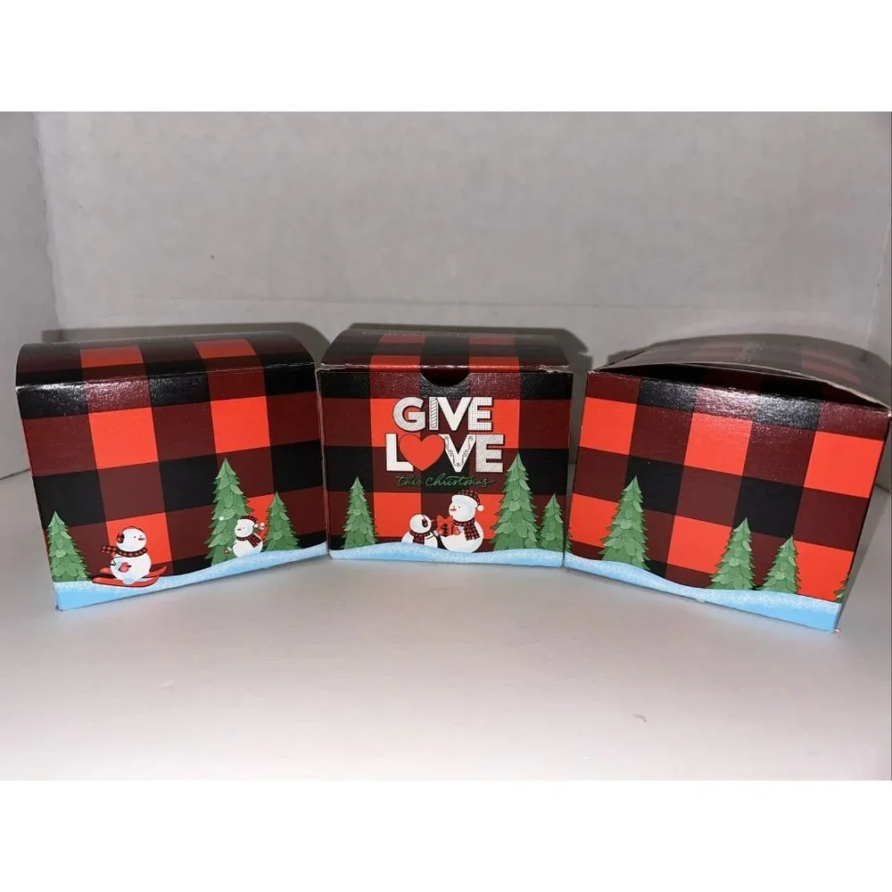 Bath & Body Works Christmas Snowmen 3 Wick Candle Gift Box Boxes Give Love 3‎